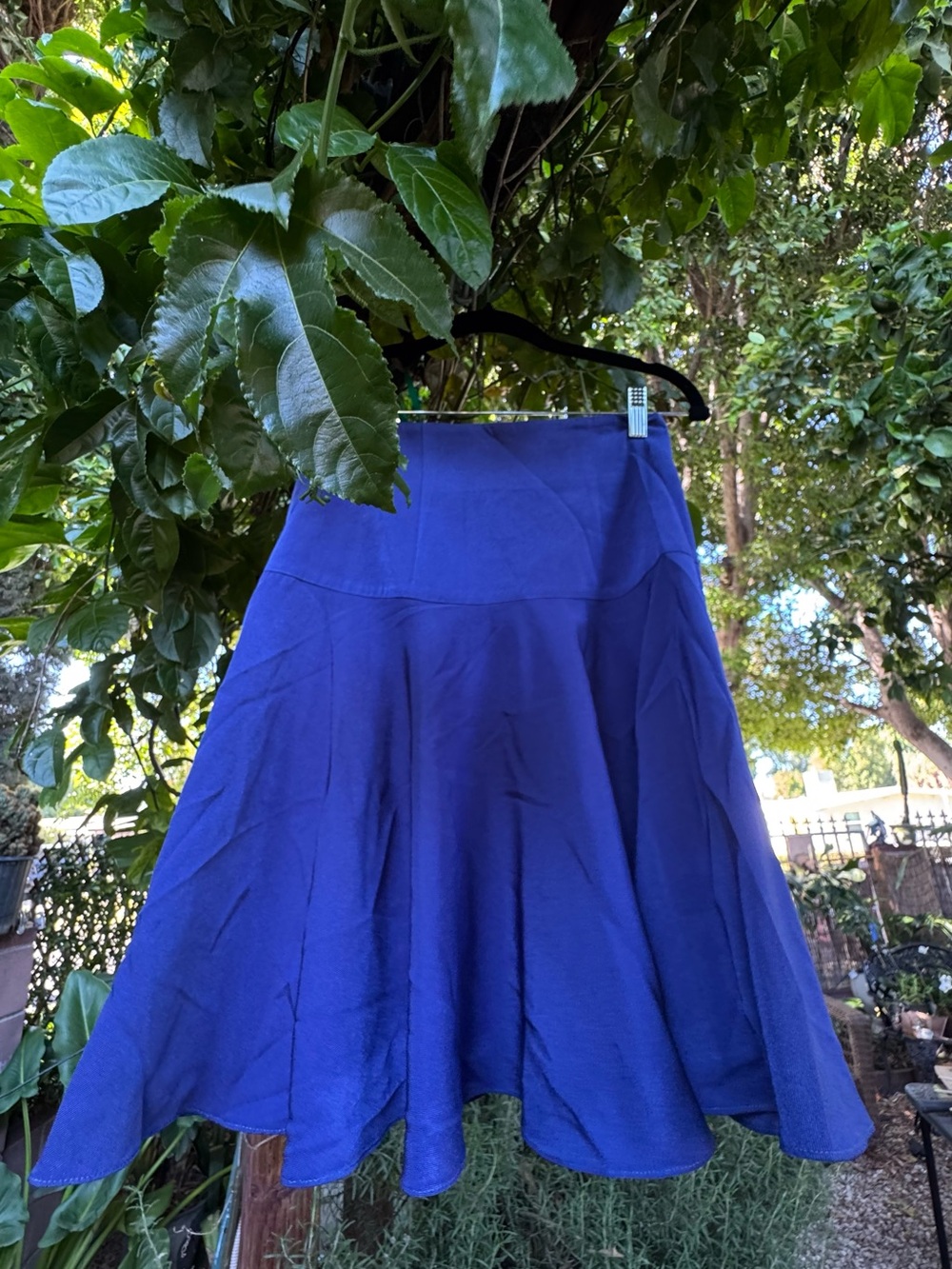 Vintage Elegant Royal Blue A-Line Skirt